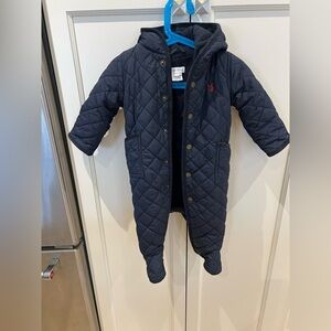 Ralph Lauren Navy Quilted Kids One Piece snow suit 6m